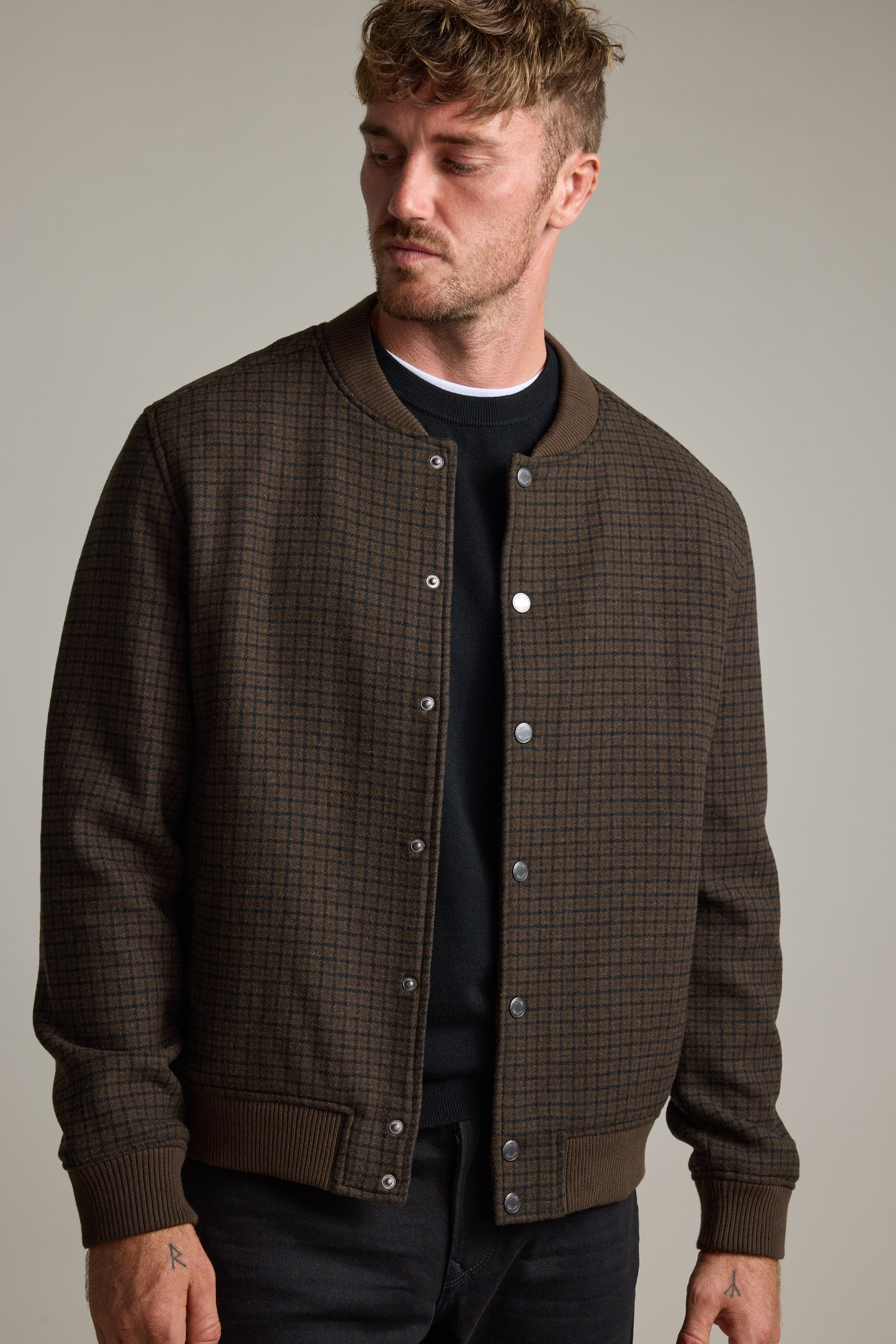 Men's Lang Helmut jacket bomber wool neck high ジャケット・アウター Wool Bergdorf - Jacket Bomber Full-Zip Bonded ジャケット・アウター
