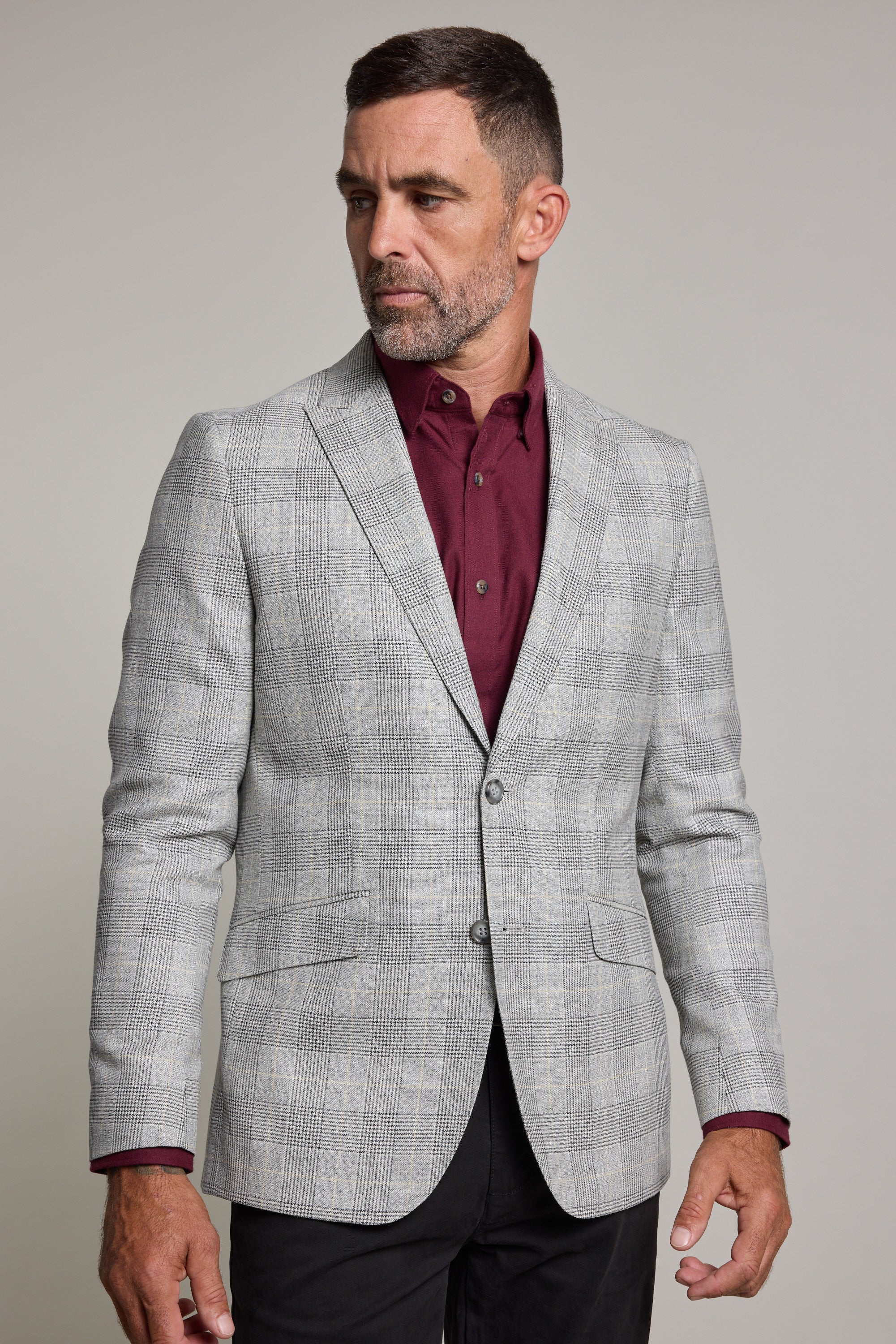 grey checked blazer dress Shop Remsen Check (GREY CHECK) Caspian