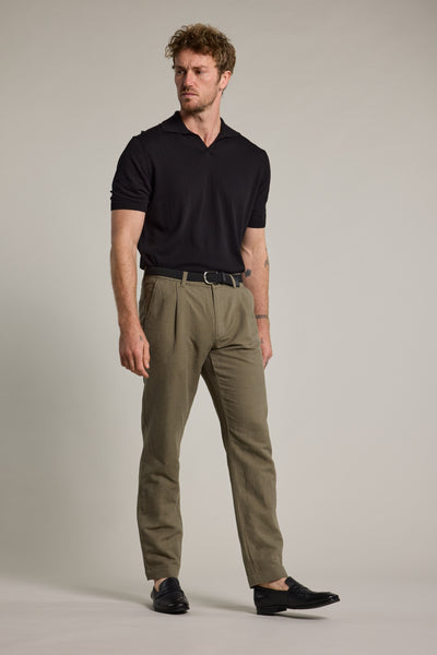 Barkers Newman Linen Pants in khaki, relaxed fit