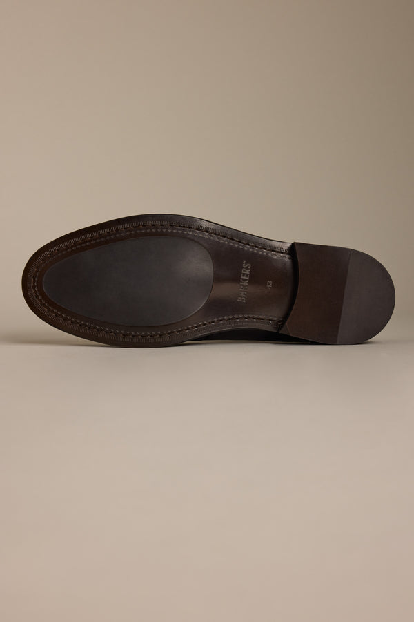 Clayton Dress Shoe by Barkers—premium brown leather, shown from sole, for office comfort.