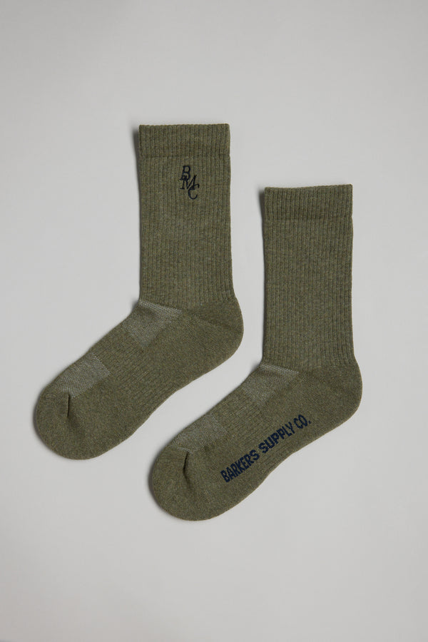 Barkers BMC Ribbed Sock in khaki marl, alternate view