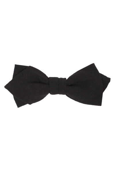 The Parisian Glenoch Woollen Bow Tie features a classic symmetrical shape in black, shown against a plain white background.