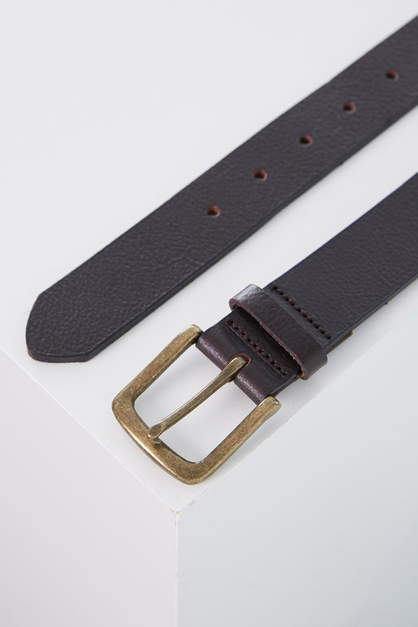 Barkers Baywood Tumbled Leather Belt with goldtone buckle shown on a white surface.