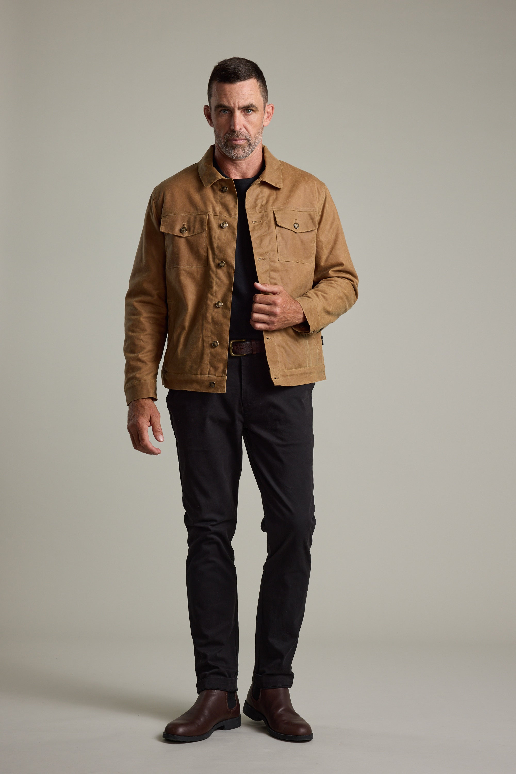Shop Benson Waxed Cotton Sherpa Jacket (CAMEL) | Barkers