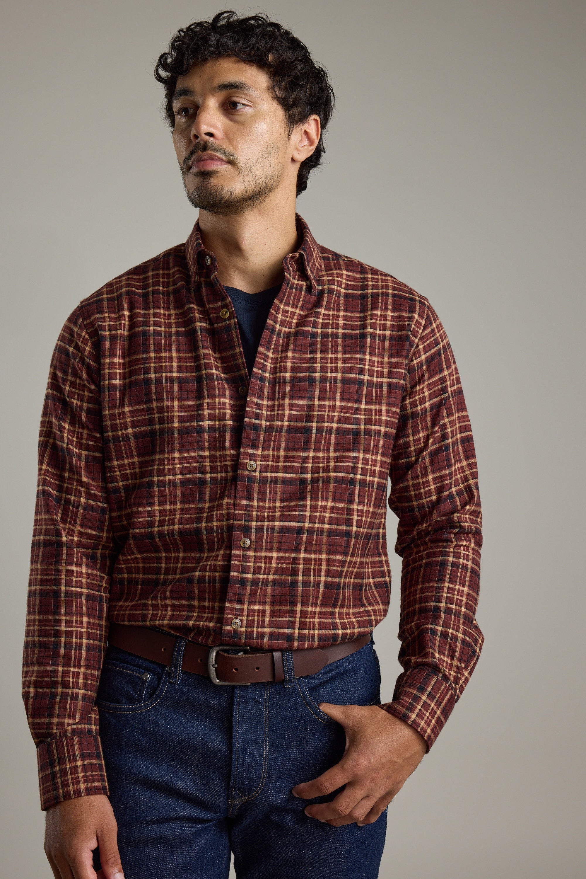Shop Crockett Check Shirt T (OXBLOOD) | Barkers