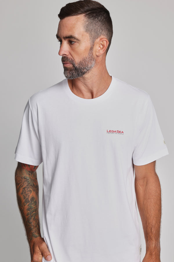 Legasea Brand Tee in white, relaxed fit, additional view