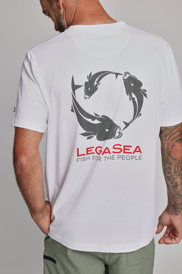 Legasea Brand Tee in white, relaxed fit