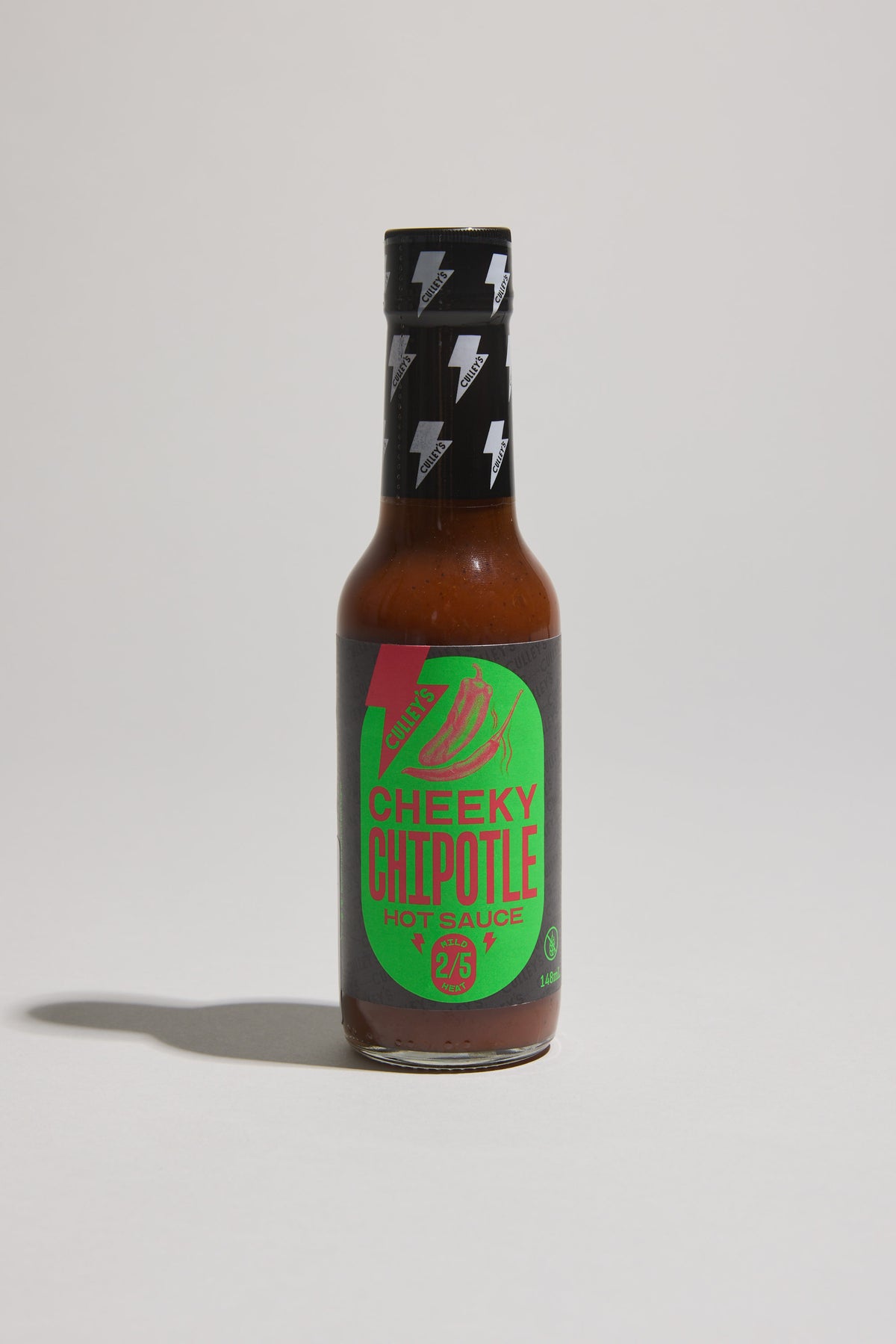 Culley’s Cheeky Chipotle Hot Sauce with green and black label on a white background.